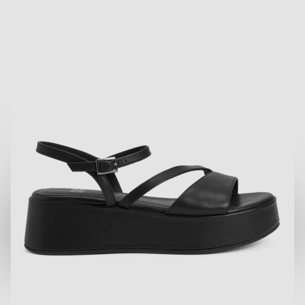 Eileen Fisher Dae Leather Wedge Sandal 8 Used